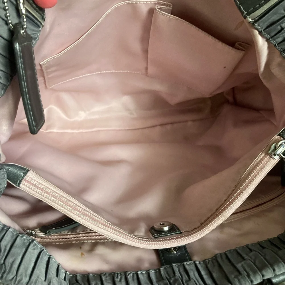 Coach Ashley Gray Gathered Satin Hobo Carryall